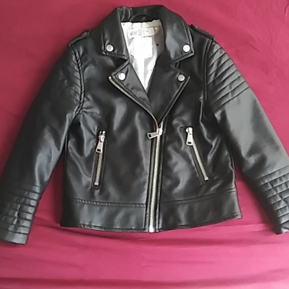 Black faux leather cropped jacket